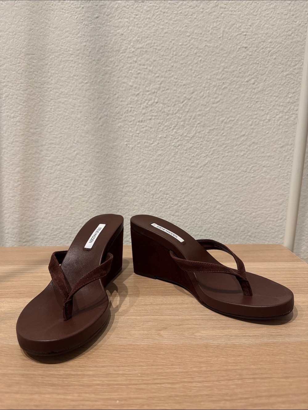 Wedge Thong Sandals in Dark Brown - Women's